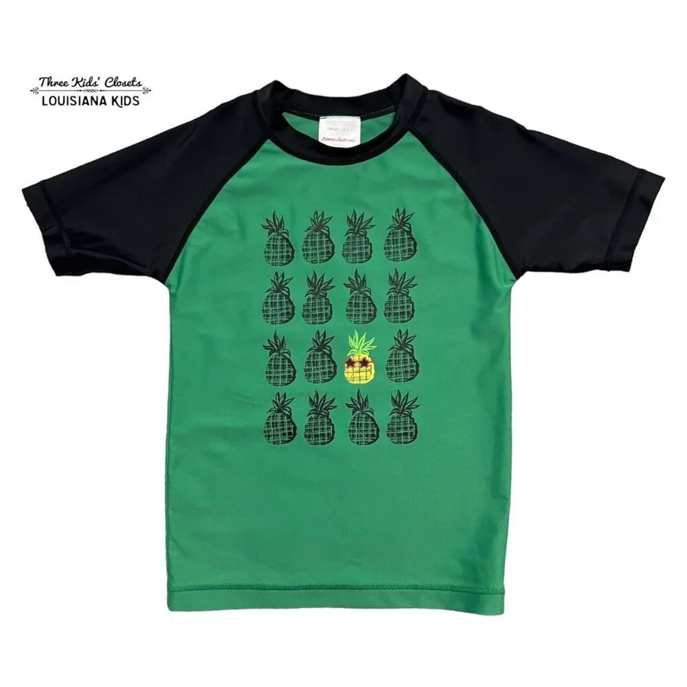 Hanna Andersson Sz 120 (6-7Y) Pineapple Rashguard Swim Shirt